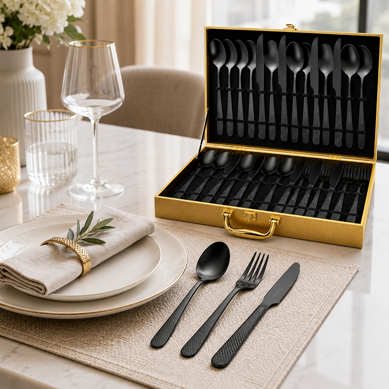 Livoraa Onyx Elite Cutlery Set